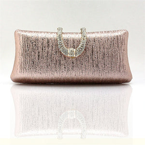 Rose Gold Crystal Buckle Clutch